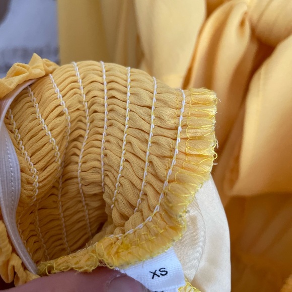 Yellow Long Sleeve Bow Back Dress - Picture 4 of 4